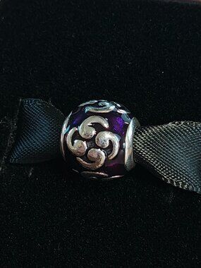 Authentic Pandora Retired Purple Zen Charm 790491EN13 Sterling Silver Enamel